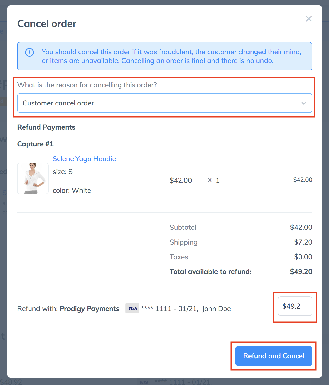 Canceling orders – Support